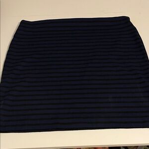 LOFT Navy and Black Striped Mini Skirt